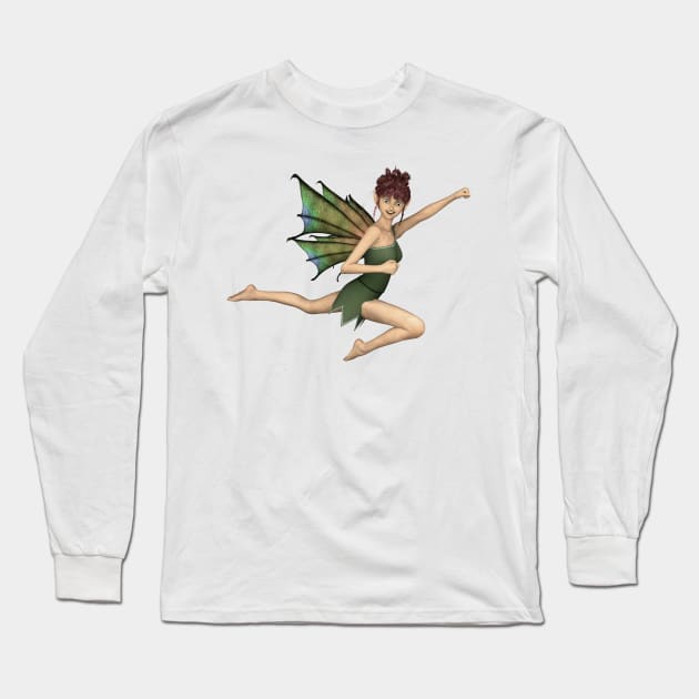 No Limits cute elf fairy faerie flying through air dragon wings Long Sleeve T-Shirt by Fantasyart123